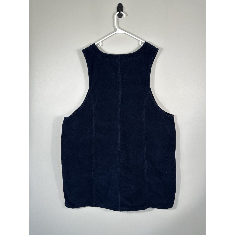 Vtg Eric Charles Pinafore Dress Womens 3X Blue Corduroy Cottage Jumper 90s - Picture 2 of 10
